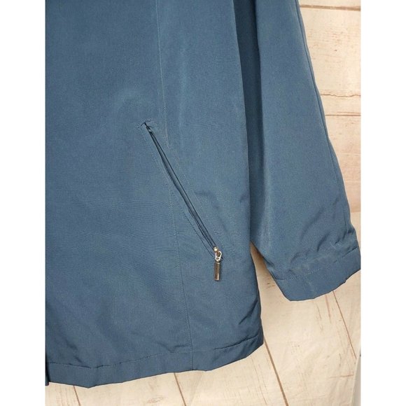 Nautica Blue Navy Removable Hood Rain Sailing Boat Graphic Lining Large Jacket - Picture 3 of 11